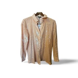 7 For All Mankind Sequin Blouse in Peach